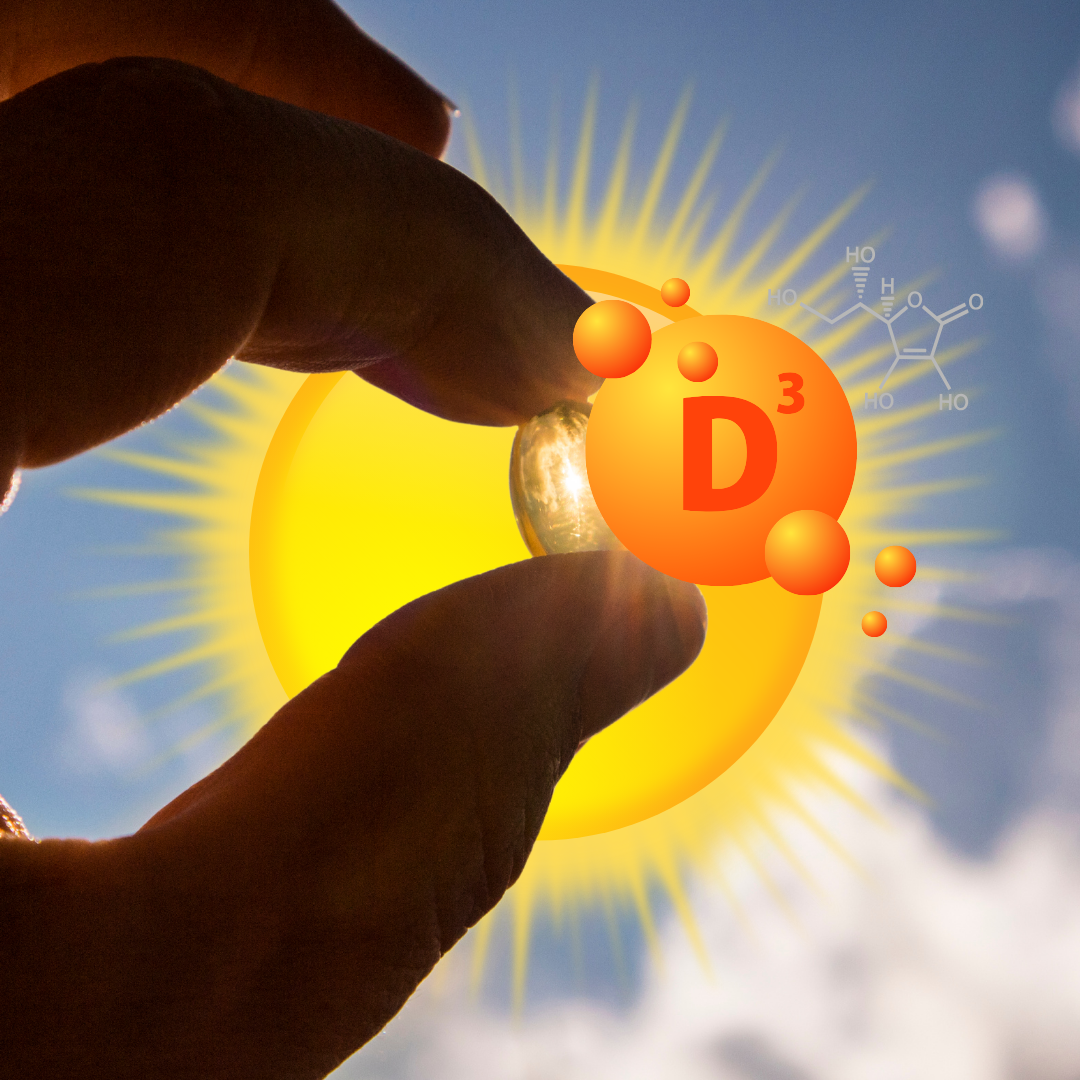 image d'un soleil et d'un pilule de vitamine D